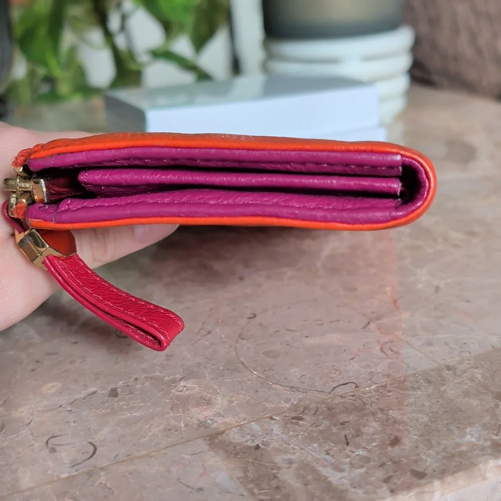 LIKE NEW Tory Burch Orange & Purple Wallet - Picture 4 of 11